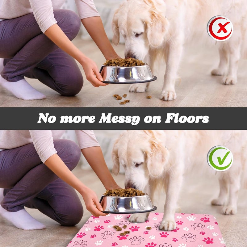 Zoeeya Dog Food Mat, Absorbent Water Bowl Mats Cat Pet Feeding Placemats Pink 16 * 24 inch - Image 5